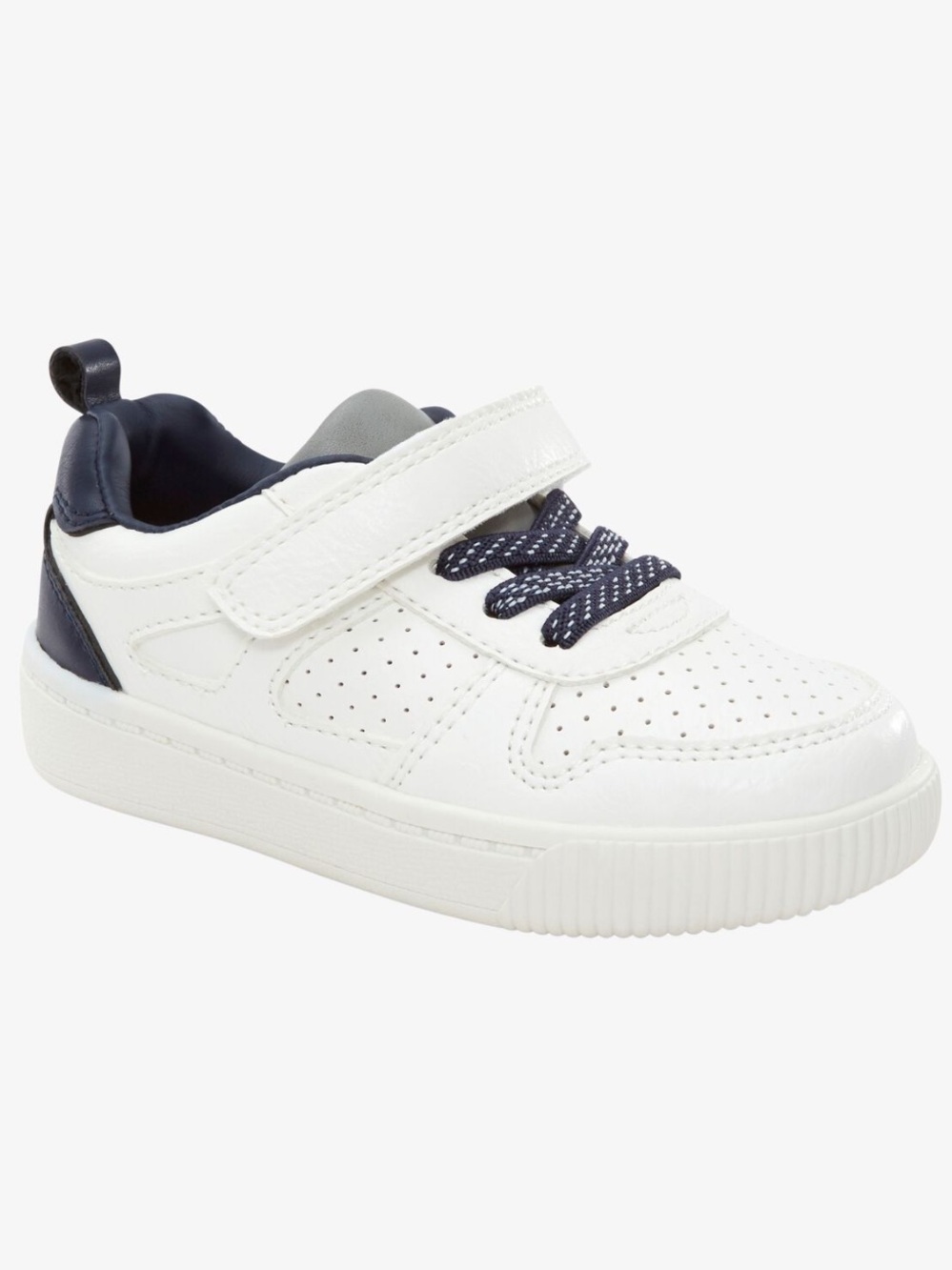 Toddler Casual Sneakers —White and Navy Sneaker with Hook-and-Loop Closure